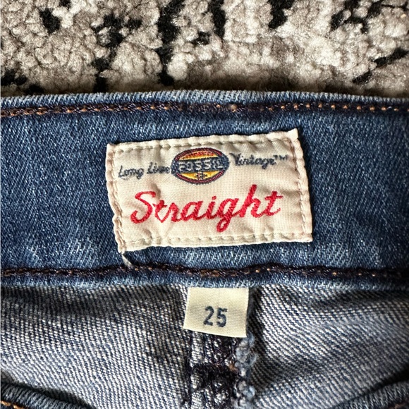 Fossil Straight Jeans, Size 25, Mint Condition, Classic Blue Denim-Vintage- - Picture 2 of 3